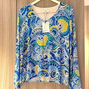 NWT Women’s Tinta Made in Spain Longsleeve Multi Color Top Size 14